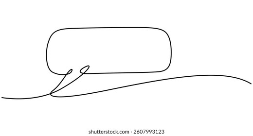 Speech Bubble Single Line Icon, Continuous one line drawing of speech bubble, Black and white graphics vector minimalist linear illustration made of single line, Talk text box, feedback message box. 