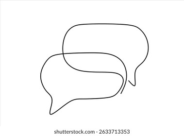 Ícone de Linha Única de Balão de Fala. Um desenho em linha contínua da bolha de Fala. Símbolo de diálogo de nuvem e pensamento de chat em estilo linear simples. Conceito de comentário de texto em quadrinhos no traçado editável
