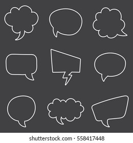 Speech Bubble Skech Set Isolated on black Background. Vector Illustration