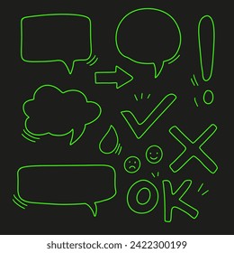 speech bubble sketch elements, original drawn, vector, illustration