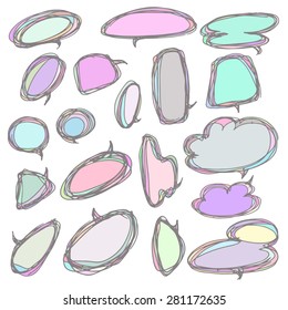 Speech Bubble Sketch hand drawn doodles set