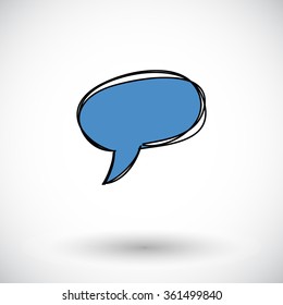 Speech bubble sketch. Hand-drawn cartoon chat icon. Doodle drawing. Vector illustration. 