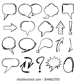 Speech Bubble, Sketch Highlighter Elements, Circles, Arrows