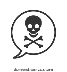 Speech bubble with skull and crossbones - vector illustration icon