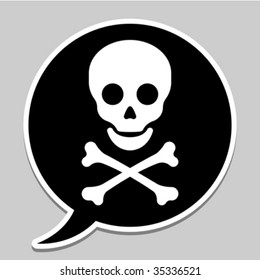 Speech bubble with skull and crossbones - vector