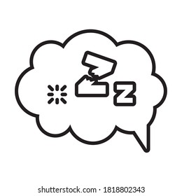 speech bubble with sleeping symbol over white background, line style, vector illustration