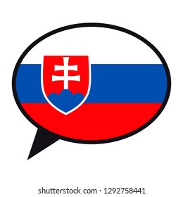 Burbuja del discurso Eslovaquia bandera sobre fondo blanco. Símbolo de comunicación social. Icono de conversación, elemento vector.