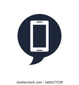 speech bubble with smartphone device vector illustration design