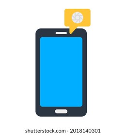 Burbuja de voz con smartphone, icono del chat móvil