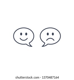 Speech bubble smile face, Chat icon, happy chatting message, smiley graphic design single icon vector.