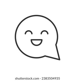 Burbuja del habla con sonrisa, icono lineal. Línea con trazo editable