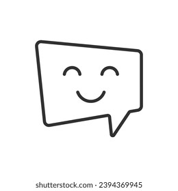 speech bubble with a smile, linear icon. Line with editable stroke