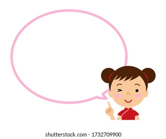 Speech bubble with a smiling girl. Vector illustration.