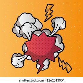 speech bubble with smoke pop art style