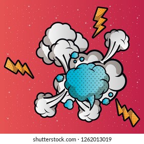 speech bubble with smoke pop art style