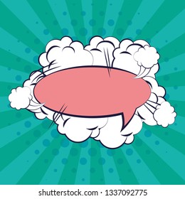 speech bubble with smoke pop art style