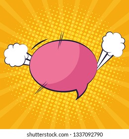 speech bubble with smoke pop art style