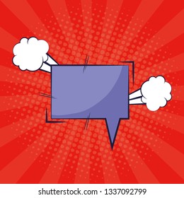 speech bubble with smoke pop art style