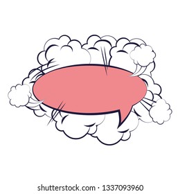 speech bubble with smoke pop art style
