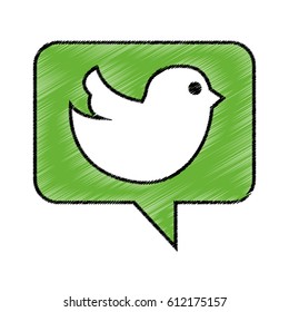 speech bubble with social bird isolated icon vector illustration design