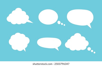 speech bubble, social media chat message icon. Empty text bubbles in various shapes, comment, dialogue balloon vector set. Thought clouds of different shape as rectangle, ellipse.