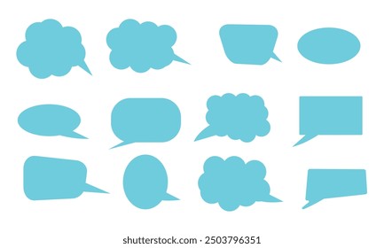 speech bubble, social media chat message icon. Empty text bubbles in various shapes, comment, dialogue balloon vector set. Thought clouds of different shape as rectangle, ellipse.