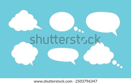 speech bubble, social media chat message icon. Empty text bubbles in various shapes, comment, dialogue balloon vector set. Thought clouds of different shape as rectangle, ellipse.