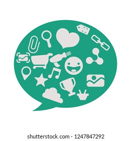speech bubble with social media icons