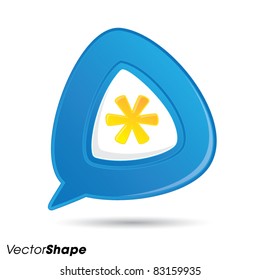 Speech bubble with soft star shape inside, rating decision or alert process concept, vector illustration