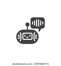Speech bubble with a sound wave vector icon. filled flat sign for mobile concept and web design. Text to Speech AI glyph icon. AI voice synthesis symbol, logo illustration. Vector graphics