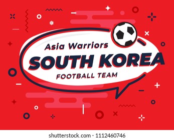 Speech Bubble SOUTH KOREA with icon football, soccer ball. Vector Illustration.