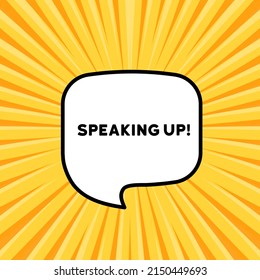 Speech bubble with speaking up text. Boom retro comic style. Pop art style. Vector line icon for Business and Advertising.