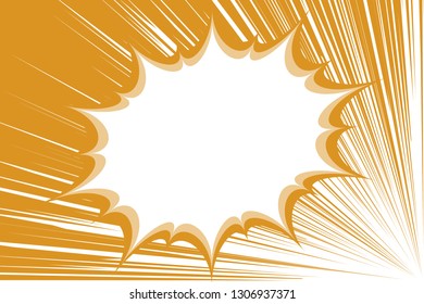 Speech bubble and speed lines, drawing of hero comics, image of explosion