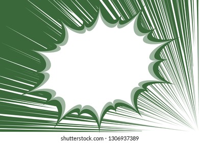 Speech bubble and speed lines, drawing of hero comics, image of explosion