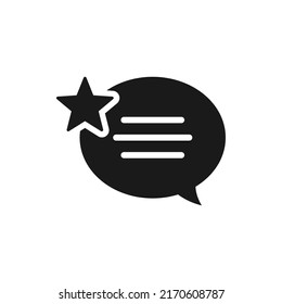 Sprich mit Stern! Lieblingskommentar. Symbol für die Kundenbewertung im flachen Stil einzeln auf weißem Hintergrund. Vektorgrafik