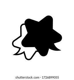 speech bubble star shape isolated on white, speech balloon art line star for communication symbol, black and white speech bubble for talk text,  balloon message icon, dialog chatting star icon of talk