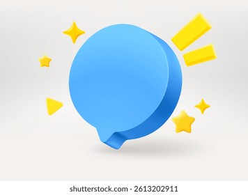 Speech bubble with stars. Conversation concept. 3d vector illustration
