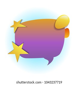 Speech bubble with stars. Vector illustration isolated on white background.