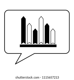 speech bubble with statistical graphics isolated icon