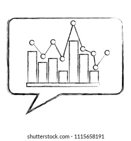 speech bubble with statistical graphics isolated icon