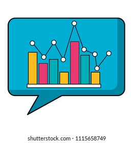 speech bubble with statistical graphics isolated icon