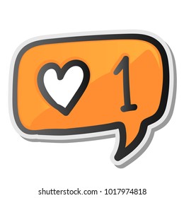 Speech bubble sticker with hearts like counter notification