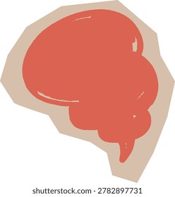 Speech bubble sticker with rough edge and crayon texture, layered like a cutout. Symbol of message, thought, chat, dialogue, and note for journaling or memory keeping. Cartoon vector illustration.