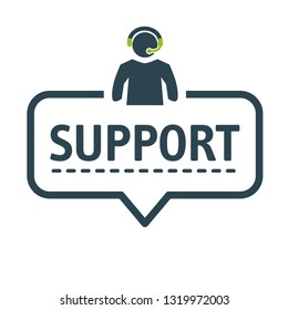 Speech bubble SUPPORT. Customer satisfaction survey and questionnaire concept. Vector Illustration with icon