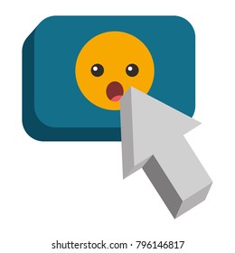speech bubble with surprised emoji and pointer