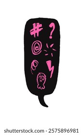 Speech bubble with swear words. Curse crayon doodle text. Bad bulling expression on chat dialog balloon. Social media communication hate Vector pencil drawn illustration