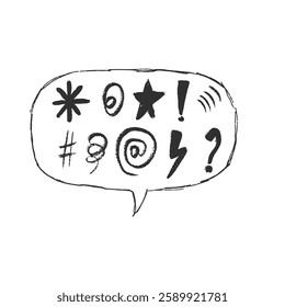 Speech bubble with swear words. Curse crayon doodle text. Bad bulling expression on chat dialog balloon. Aggressive swearword isolated on white background. Hater sign. Vector pencil drawn illustration