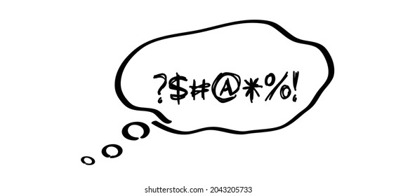 Speech bubble, swearing. Swearwords or swearword or some other meaning angry, evil, shit, bitch, anger and rage. Flat vector swear icon.