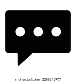 Speech bubble, talk or chat bubble icon with dots flat style black color outline, communication, customer dialog simple vector design. Empty, blank illustration for app, web comment logo isolated.