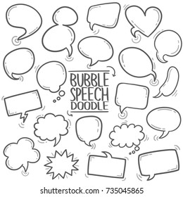 Speech Bubble Talk Traditional Doodle Icons Sketch Hand Made Design Vector.